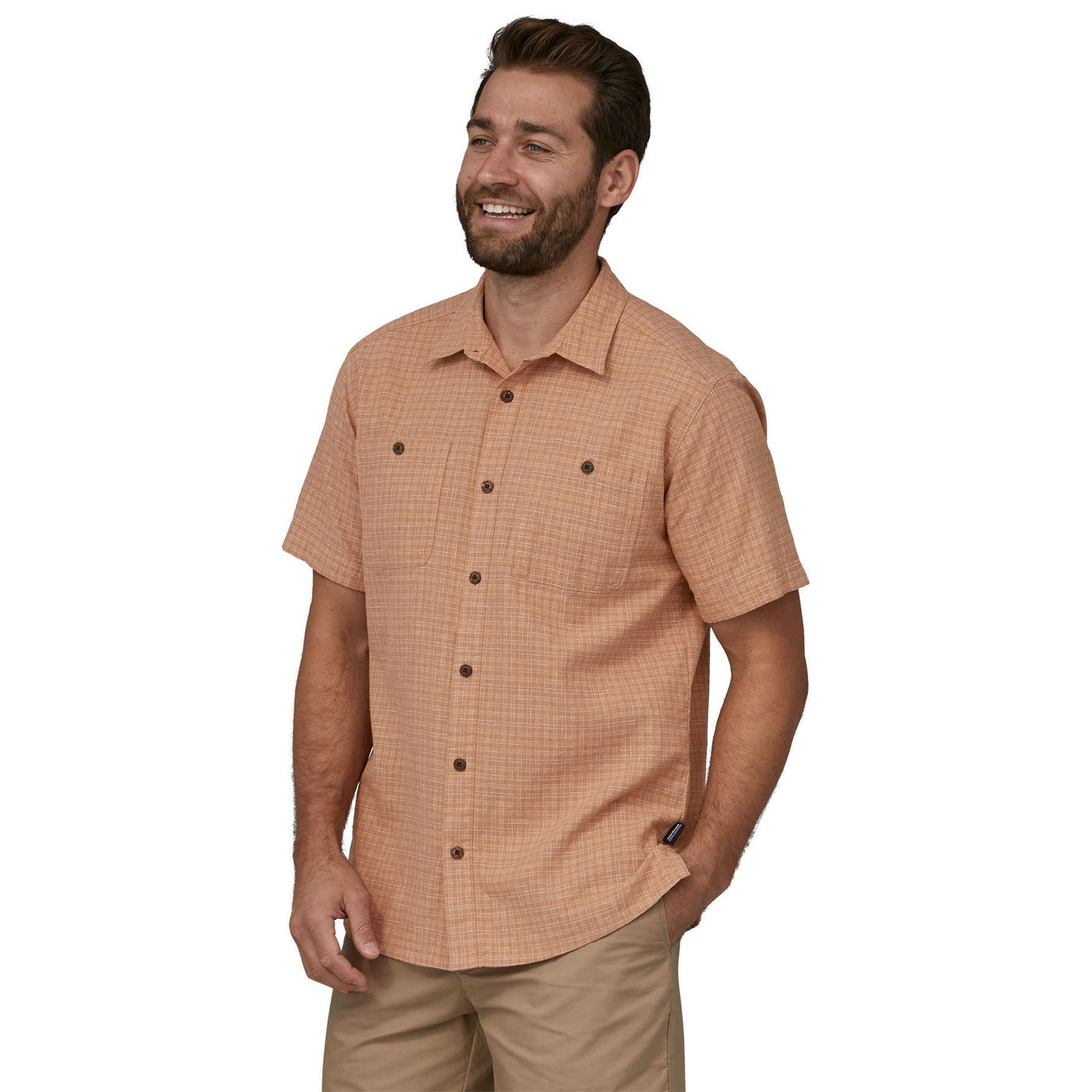 Patagonia Men's Back Step Shirt Rainfall Plaid: Trip Brown Image 02