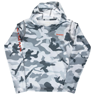 Simms Kid's Solar Tech Hoody Woodland Camo Steel Image 01