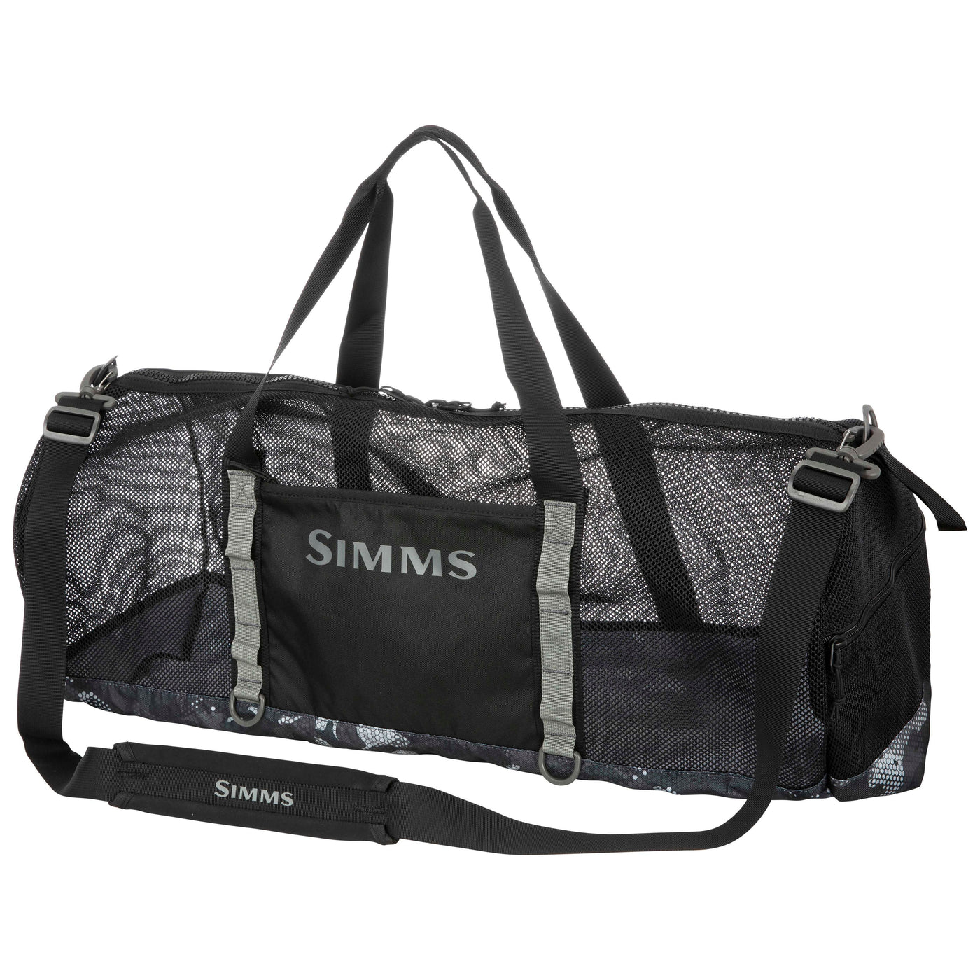 Simms Challenger Mesh Duffel 60L Hex Flo Camo Carbon Image 02