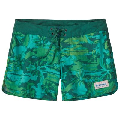 Patagonia Women's Wavefarer Boardshorts 5" Cliffs and Waves: Conifer Green Image 01