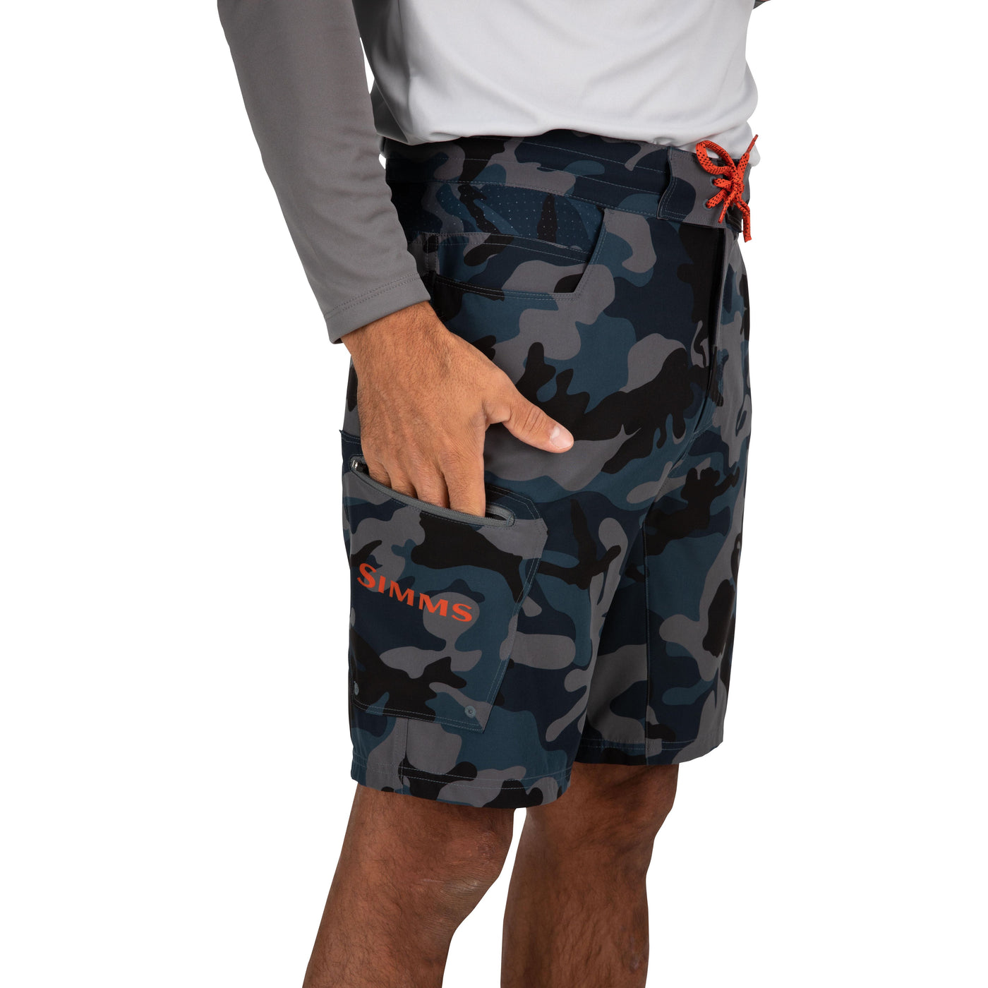 Simms Men's Seamount Board Shorts Woodland Camo Storm Image 07