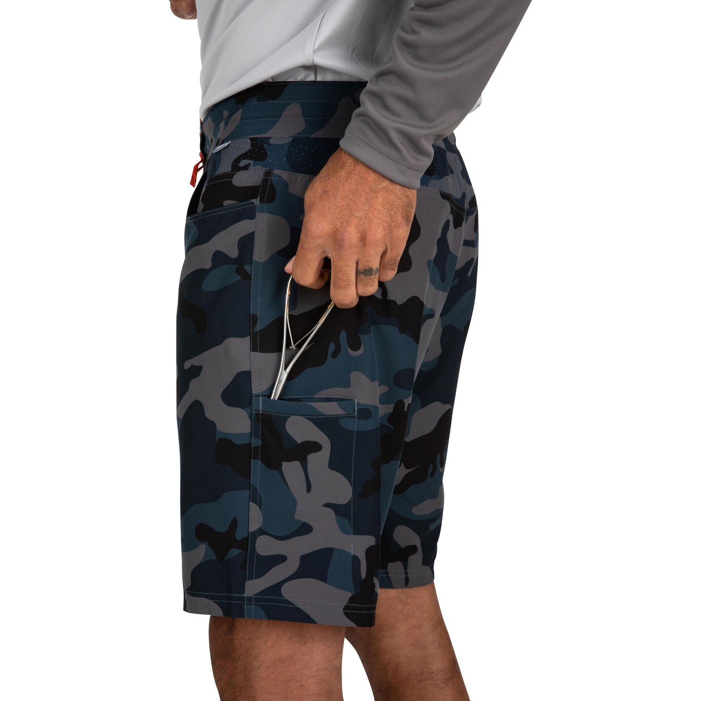 Simms Men's Seamount Board Shorts Woodland Camo Storm Image 09