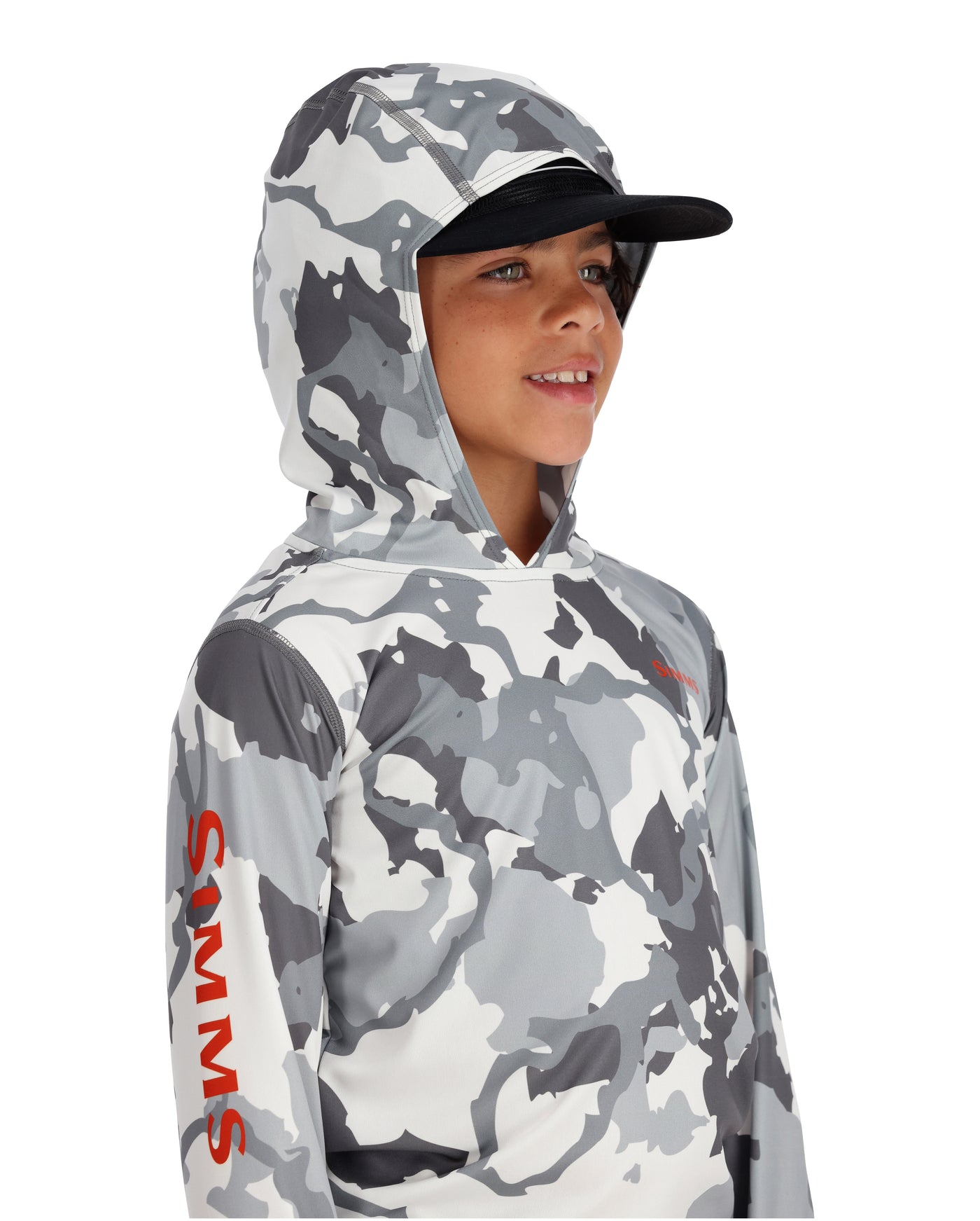 Simms Kid's Solar Tech Hoody Regiment Camo Cinder Image 04