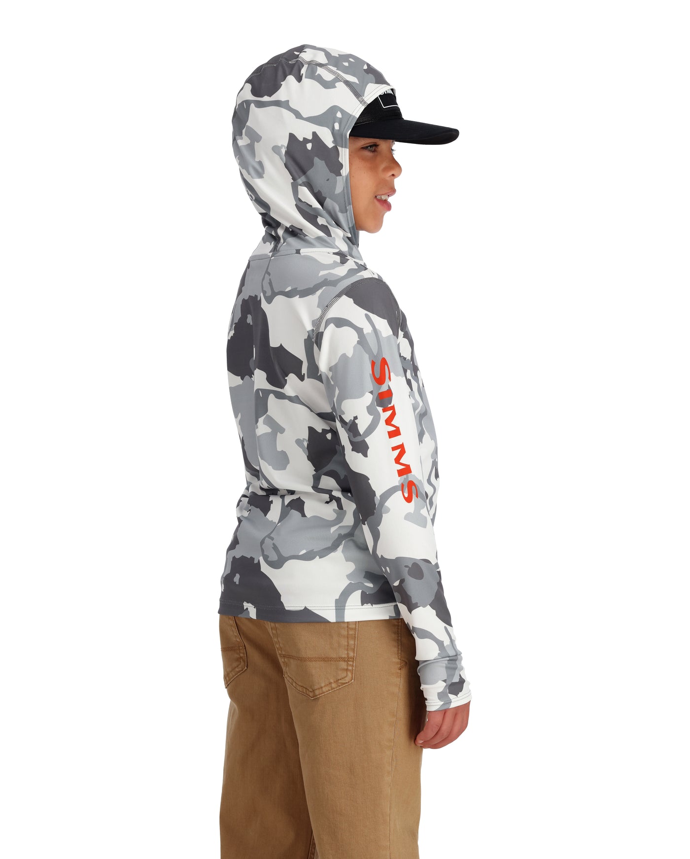 Simms Kid's Solar Tech Hoody Regiment Camo Cinder Image 05