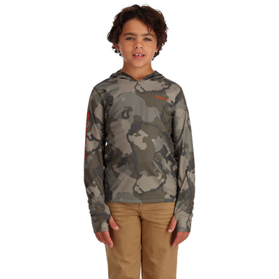 Simms Kid's Solar Tech Hoody Regiment Camo Olive Drab Image 03