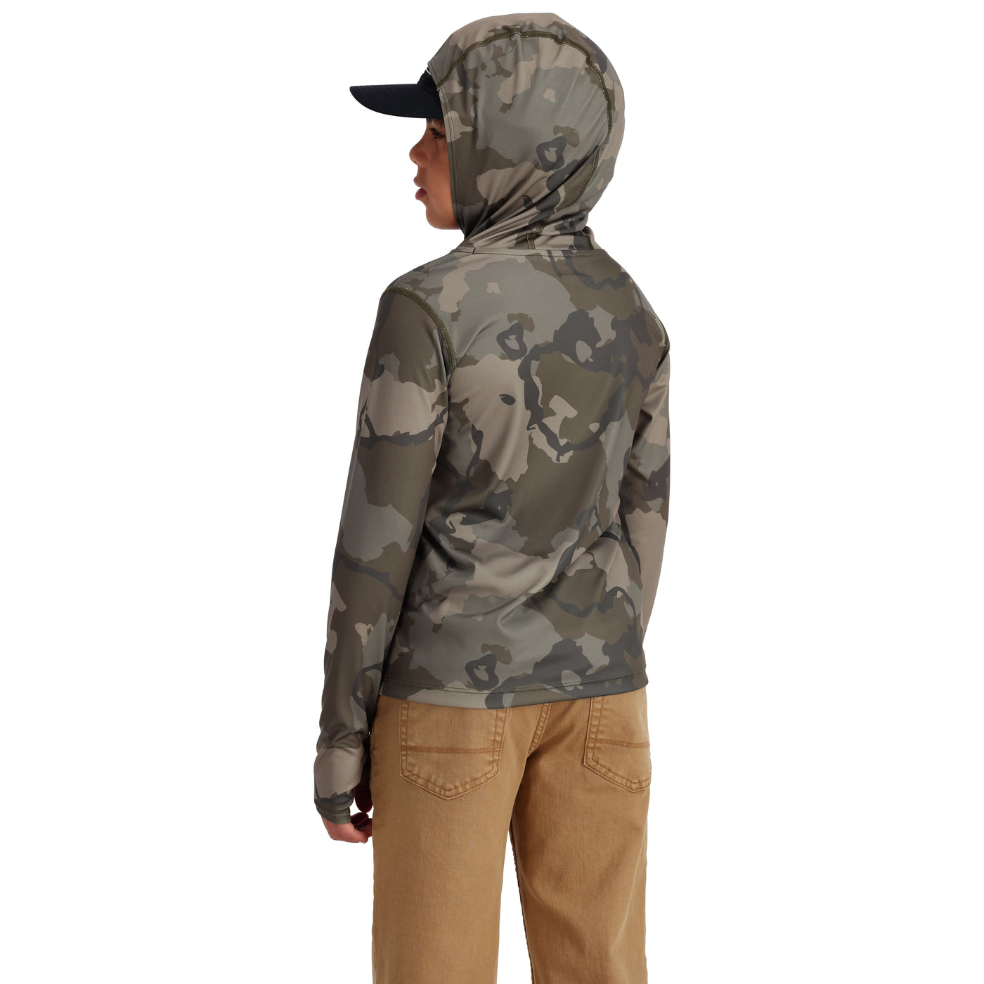 Simms Kid's Solar Tech Hoody Regiment Camo Olive Drab Image 05