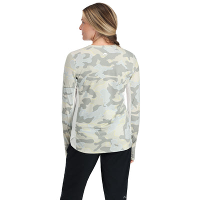 Simms Women's SolarFlex Crew Woodland Camo Cinder Image 03