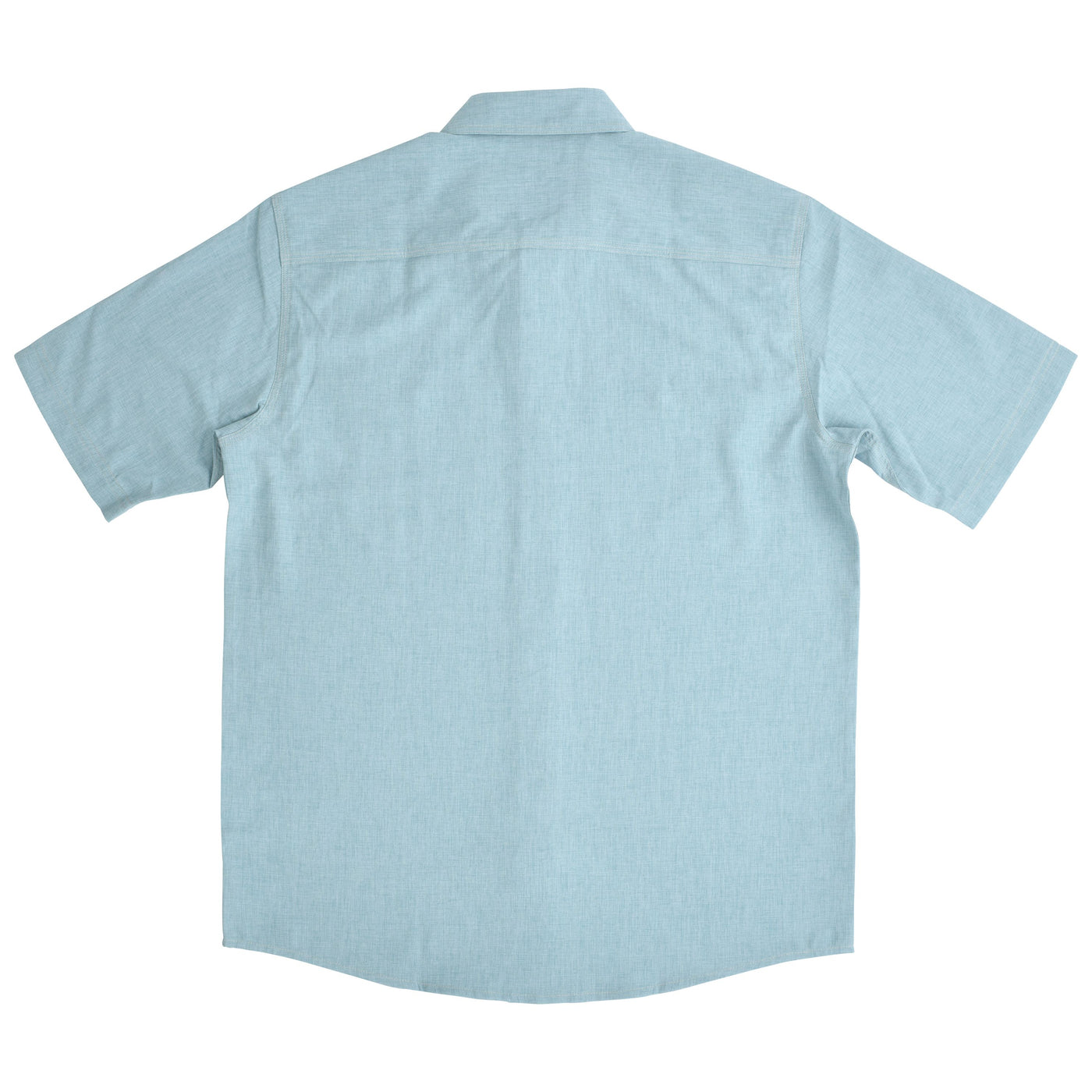 GFC Orvis Men's Tech Chambray Short Sleeve Work Shirt, Embroidered Logo Left ChestMineral Blue / Turquoise & White Image 02