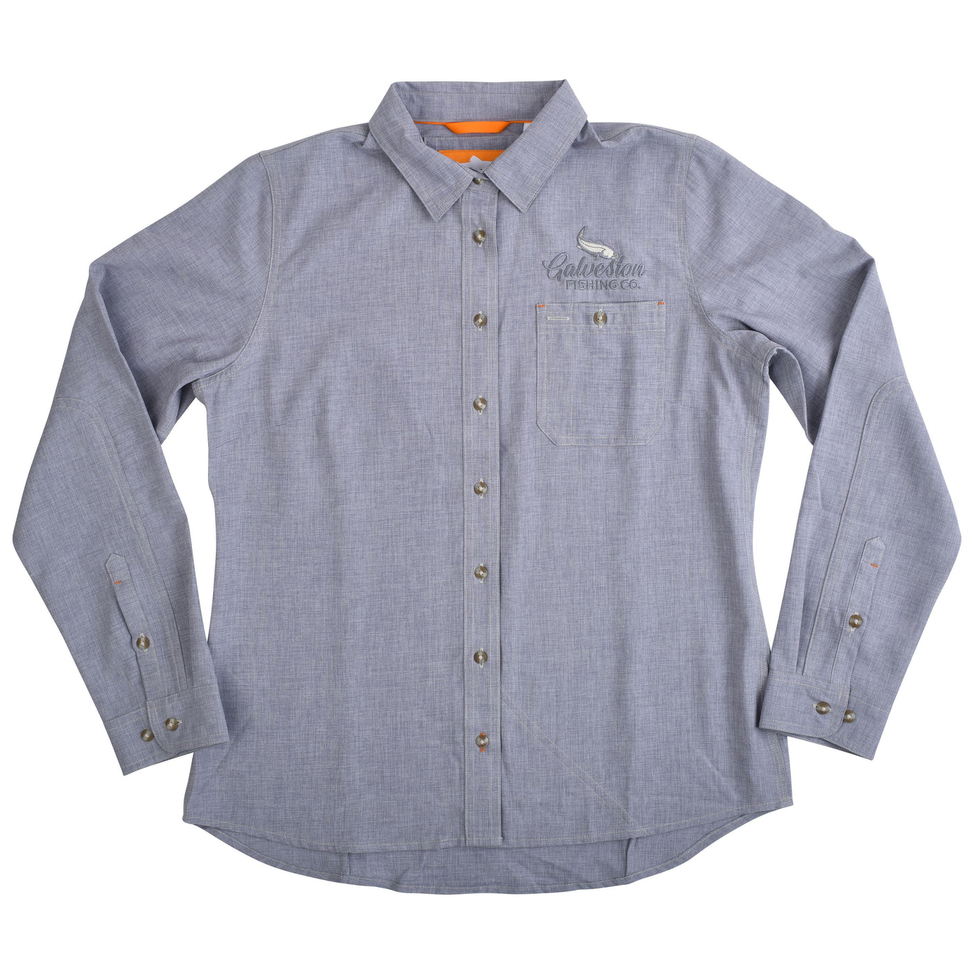 GFC Orvis Women's Tech Chambray Work Shirt L/S, Embroidered Logo Left ChestPurple Fog / Purple Fog Image 01