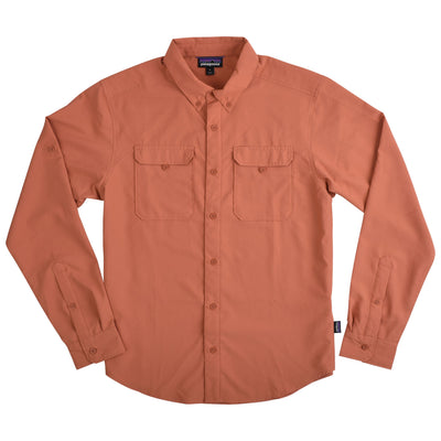 GFC Patagonia Men's L/S Self Guided Hike Shirt, Embroidered Logo Back Left ShoulderSienna Clay / Gray Image 01