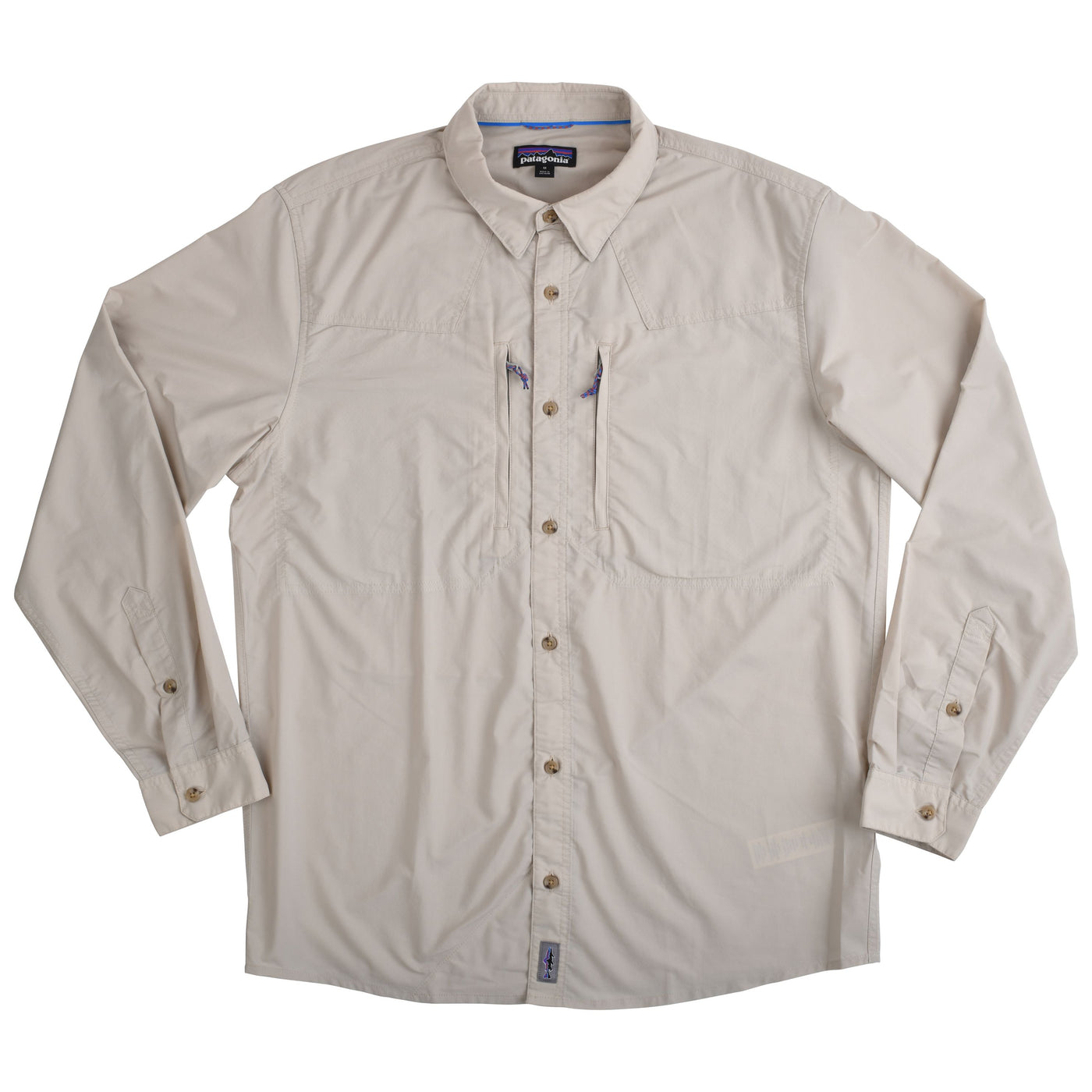 GFC Patagonia Men's L/S Sun Stretch Shirt, Embroidered Logo Back Left ShoulderPumice / Gray Image 01