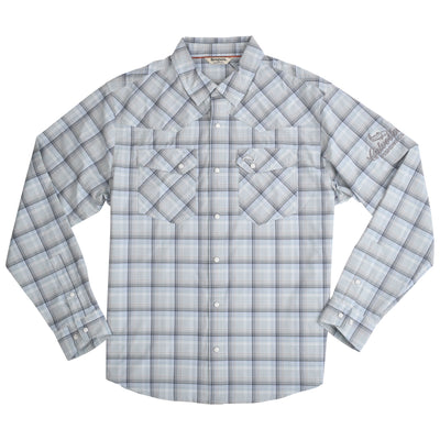 GFC Simms Men's Brackett LS Shirt, Embroidered Logo Left ShoulderAspen Brackett / Gray Image 01