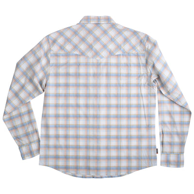 GFC Simms Men's Brackett LS Shirt, Embroidered Logo Left ShoulderWhite Brackett / Light Blue Gray Image 02