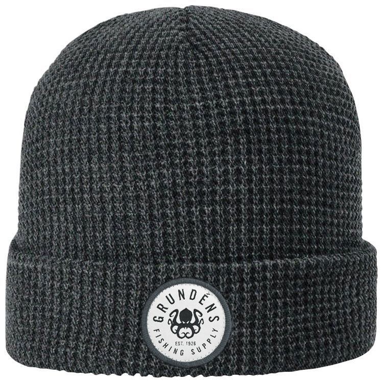 Grundens Kracken Waffle Beanie Heather Charcoal Image 01