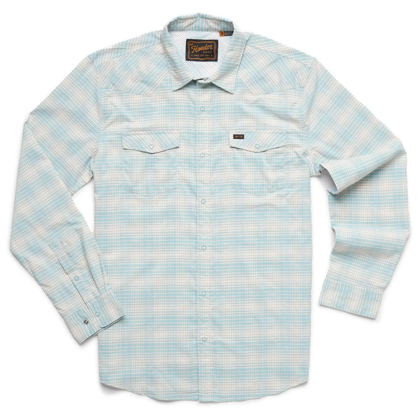 Howler Brothers H Bar B Tech Longsleeve Eason Plaid Seafoam Image 01