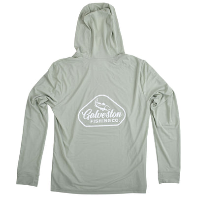 GFC Free Fly Men's Elevate Lightweight Hoodie, Bordered Logo Back CenterDesert Sage / White Image 02