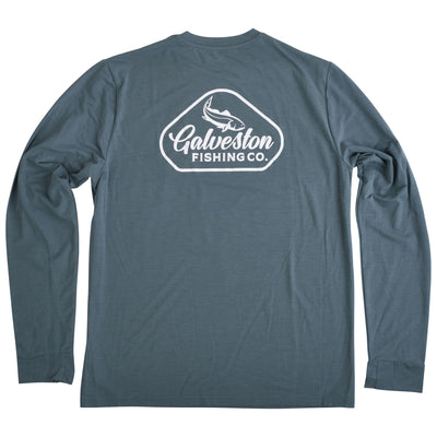 GFC Free Fly Men's Elevate Lightweight Long Sleeve, Bordered Logo Back CenterStormy Sea / White Image 02