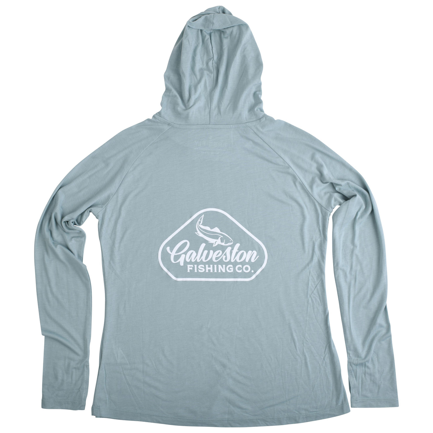 GFC Free Fly Women's Bamboo Lightweight Hoodie II, Bordered Logo Back CenterOcean Mist / White Image 02