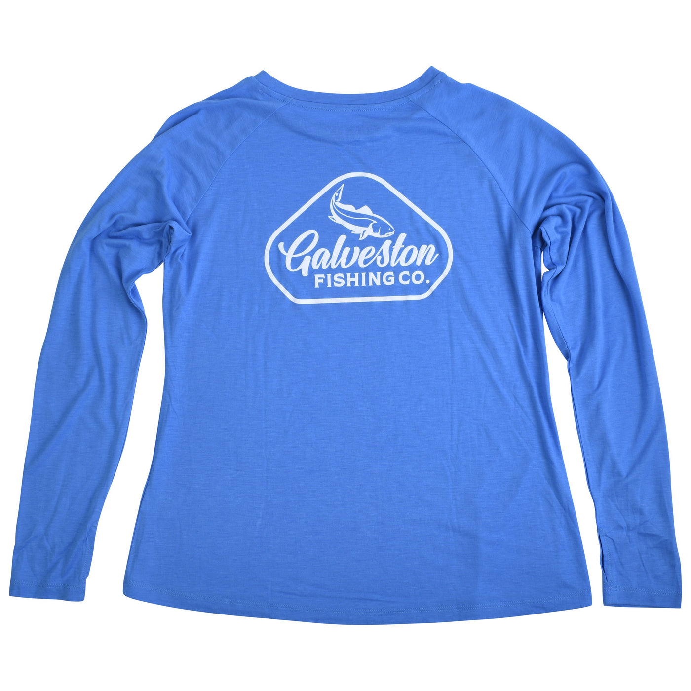 GFC Free Fly Women's Bamboo Lightweight Long Sleeve II, Bordered Logo Back CenterSurf Blue / White Image 02