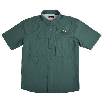 GFC Orvis Men's Open Air Caster Short Sleeve Shirt, Embroidered Logo Left ChestPeacock & Aloe / Dk Peacock & White Image 01