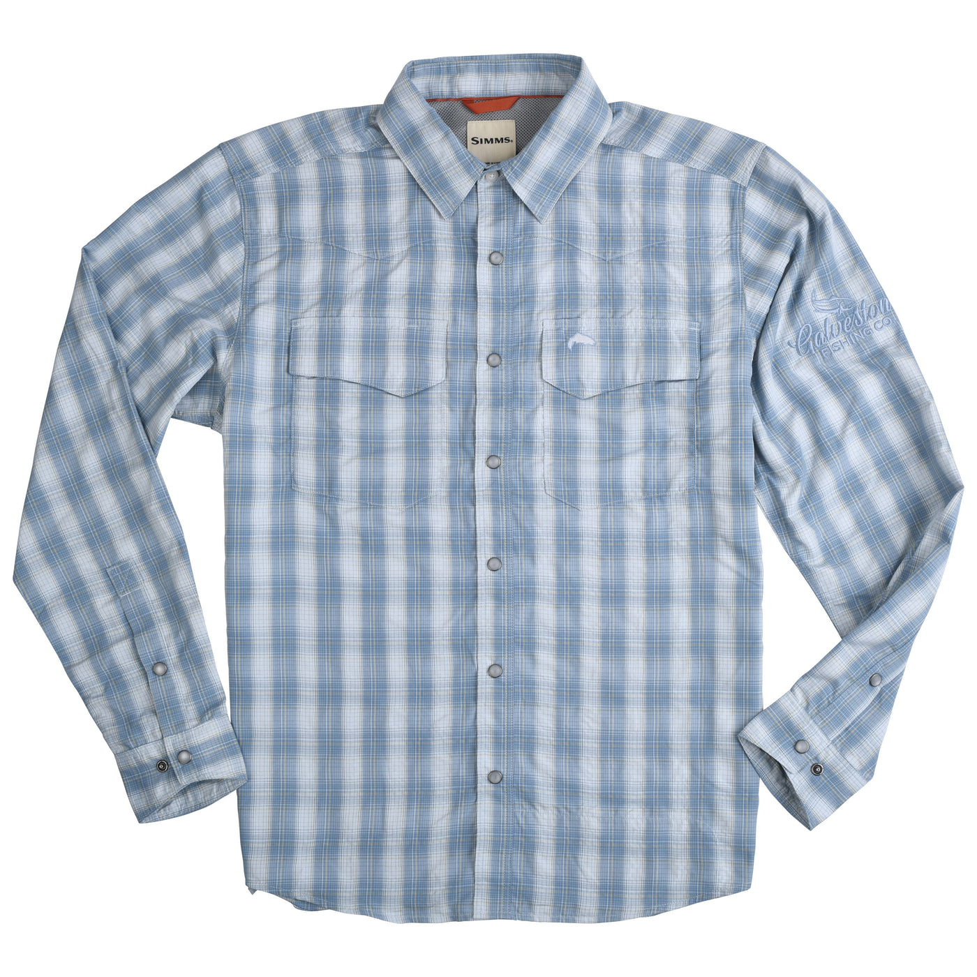 GFC Simms Men's Big Sky LS Shirt, Embroidered Logo Left ShoulderBimini Blue / Blue Grey Image 01