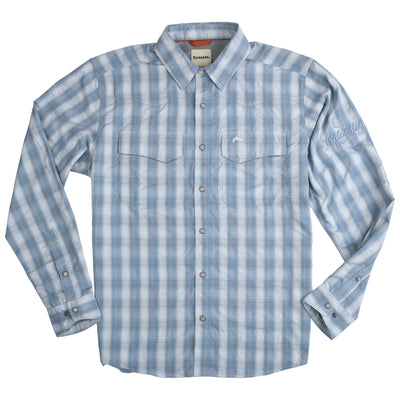 GFC Simms Men's Big Sky LS Shirt, Embroidered Logo Left ShoulderBimini Blue / Blue Grey Image 01