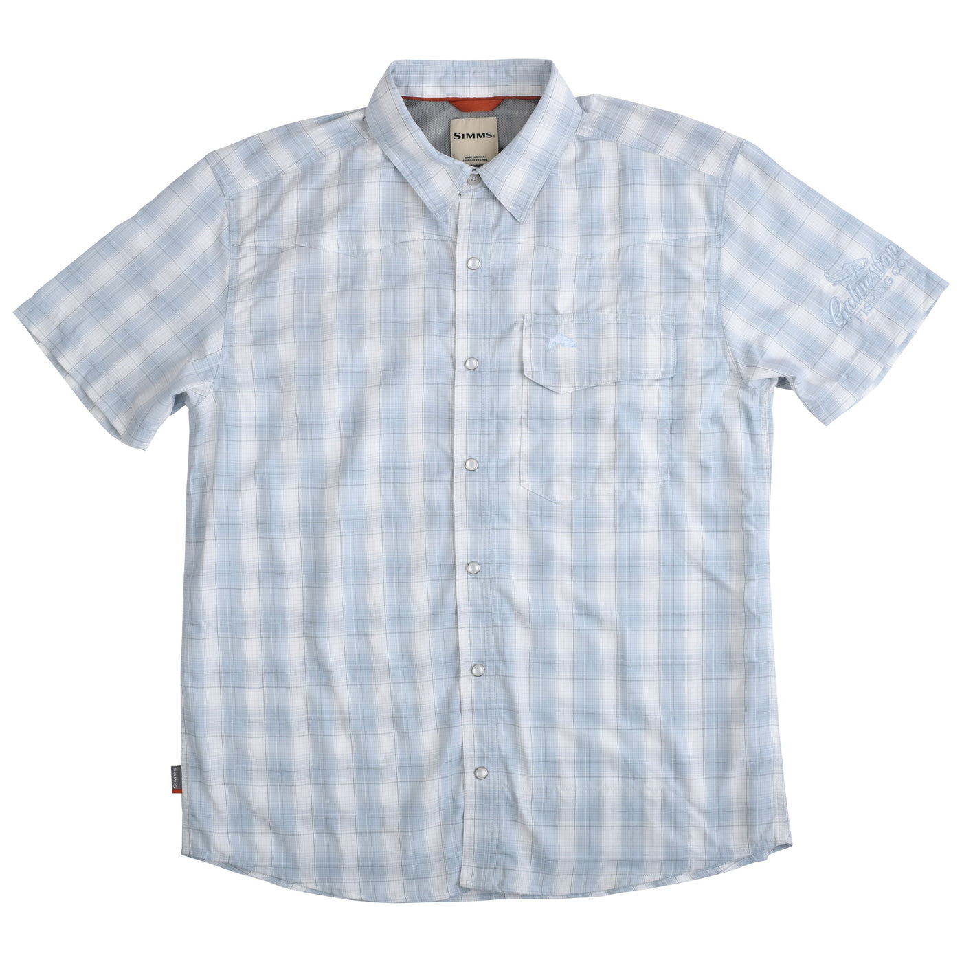 GFC Simms Men's Big Sky SS Shirt, Embroidered Logo Left ShoulderWhite Bimini / Light Blue Gray Image 01