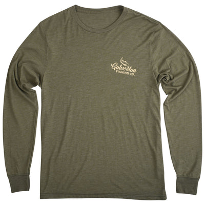 GFC Tee Long Sleeve Tri-Blend w/ KC Tail - Island ImageOlive YG / Cream Image 01